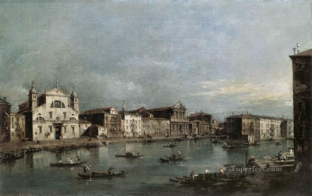 The Grand Canal with Santa Lucia and the Scalzi Francesco Guardi Venetian Oil Paintings